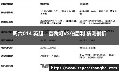 周六014 英超：富勒姆VS伯恩利 猜测剖析